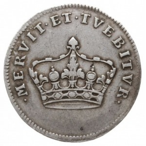 August III, żeton koronacyjny 1734, Aw: Korona i napis ...