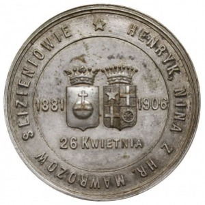 medal na pamiątkę srebrnego wesela, 1906 r., Aw: Dwie t...
