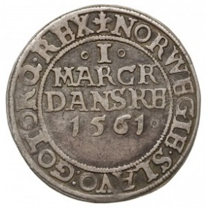 1 marka 1561, Kopenhaga / Frederiksborg, Hede 9, srebro...
