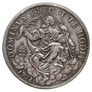 piastra 1702, Aw: Popiersie papieża w lewo, Rw: Św. Kle...