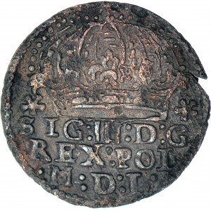 RR-, Sigismund III. Vasa, zeitgenössische Fälschung eines extrem seltenen Krakauer Pfennigs 1601