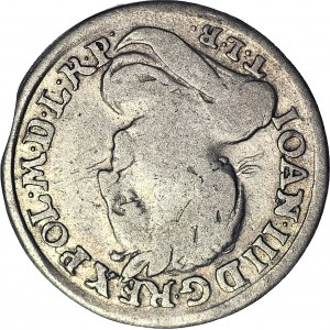 R-, Jan III Sobieski, Szóstak 1680/81 TLB, Bydgoszcz, PRZEBITKA DATY, odwrotka