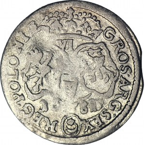 R-, Jan III Sobieski, Szóstak 1680/81 TLB, Bydgoszcz, PRZEBITKA DATY, odwrotka