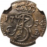 RR-, August III, Szeląg 1754 WR Gdańsk R4, b. rzadkie