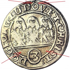 RRR-, Śląsk, Trzech Braci, 3 krajcary 1651, Brzeg, Pierwszy rok bicia!