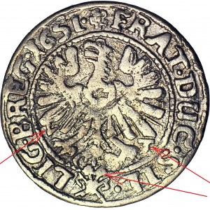 RRR-, Śląsk, Trzech Braci, 3 krajcary 1651, Brzeg, Pierwszy rok bicia!