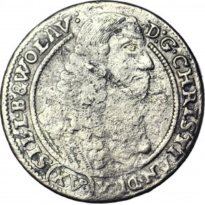 R-, Śląsk, Chrystian Wołowski, 15 krajcarów 1664, BRZEG, OSTATNI ROK BICIA