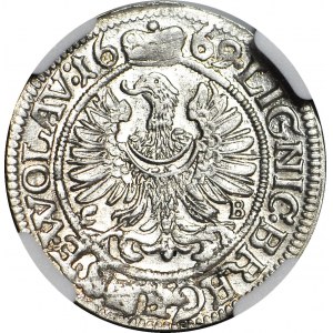 Śląsk, Chrystian Wołowski, 3 krajcary 1669 CB, WOLAV, BRZEG, wspaniałe