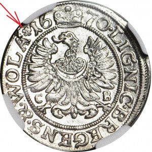 R-, Śląsk, Chrystian Wołowski, 3 krajcary 1670, BRZEG, mniejszy orzeł, KONICZYNKI!