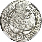 R-, Śląsk, Chrystian Wołowski, 3 krajcary 1670, BRZEG, mniejszy orzeł, KONICZYNKI!