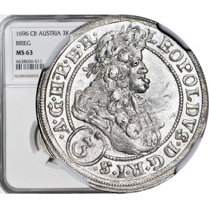 Silesia, Leopold I, 3 krajcars 1696 CB, Brzeg, minted