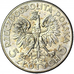 5 złotych 1934, Głowa, mennicza