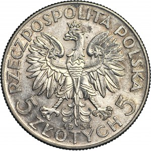 5 gold 1934, Head, minted