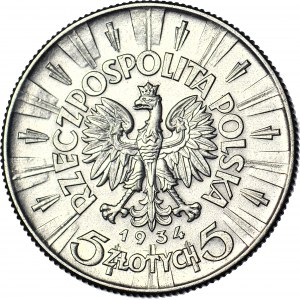 5 gold 1934, Pilsudski, official, beautiful