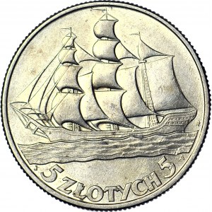 5 gold 1936 Sailing ship, minted
