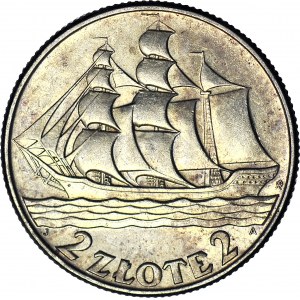 2 Gold 1936, Sailing ship, minted