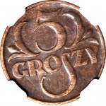 5 groszy 1934, NAJRZADSZE, piękne, SKRĘTKA 350stopni