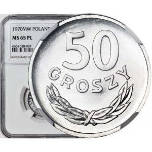 R-, 50 groszy 1970, najstarszy rocznik znany w PL, PROOFLIKE