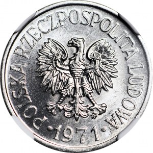 RR-, 20 groszy 1971, najstarszy rocznik znany w PL, PROOFLIKE, b. rzadki w PL