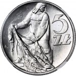RRR-, 5 złotych 1974, Rybak na TRAWCE TYP NIEOPISANY, trawka obok ZŁ, b rzadki