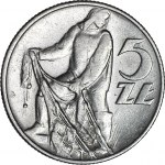 RRR-, 5 złotych 1974, Rybak na TRAWCE TYP 3, wysoka trawa, b rzadki