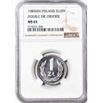 1 złoty 1985, mennicze, zdwojenie rysunku stempla - DOUBLE DIE