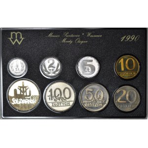 III RP, Zestaw rocznikowy 1990, stempel lustrzany
