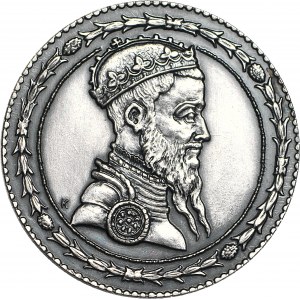 Zygmunt August, Talar 1565 - półkopek portretowy, Kopia 28gram, SREBRO 925
