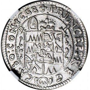 Austria, Olomouc, Charles II of Lichtenstein, 3 krajcars 1668
