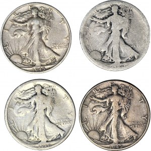 Stany Zjednoczone Ameryki (USA), 1/2 dolara 1917, 1920, 1945, Filadelfia i San Francisco, zestaw 4 sztuki
