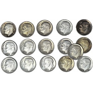 Stany Zjednoczone Ameryki (USA), 10 centów D 1950-1964, Denver, zestaw 16 sztuk