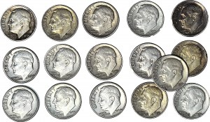 United States of America (USA), 10 cent D 1950-1964, Denver, set of 16 pieces