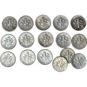 Stany Zjednoczone Ameryki (USA), 10 centów D 1950-1964, Denver, zestaw 16 sztuk