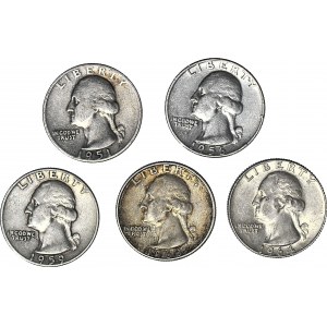 United States of America (USA), 25 cent D 1951-1964, Denver, set of 5 pieces