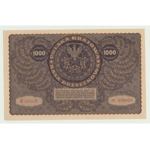 1000 marek polskich 1919, III Serja D, jednoliterowa, rzadkość