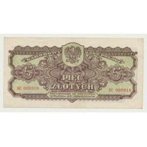 5 Gold 1944 ...owym, ser. BC 000918 (niedrige Nr. 918)