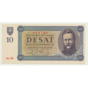 Słowacja, 10 koron 1939, SPECIMEN