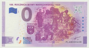 0 euro 2020, anniversary of the Battle of Warsaw 1920, low no. 000408, 3rd in the series