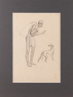 Stanislaw ŻURAWSKI (1889-1976), Work from sketchbook - Man and dog