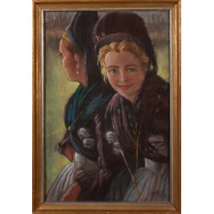 Monogrammer MK (20th century) - according to Otto Heinrich Engel (1866-1949), Two young women in traditional Föhr costume