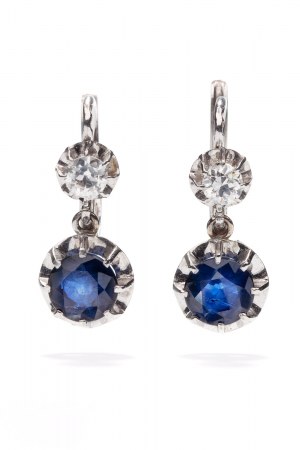 Earrings with sapphires and diamonds 2nd half of 20th century, France