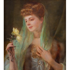 Otolia Kraszewska (1859 Zhytomyr - 1945 Munich), Lady with a tea rose