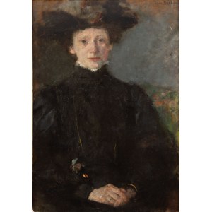 Olga Boznańska (1865 Kraków - 1940 Paris), Study of a young girl in black (Étude de jeune fille en noir), pre/lub 1901