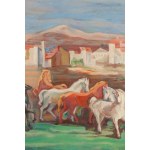 Maria Ewa Lunkiewicz-Rogoyska (1895 Kudryńce v Podolí - 1967 Varšava), Krajina s koňmi, 1936
