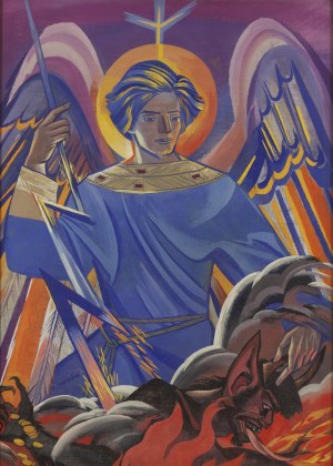Zofia Stryjeńska (1891 Kraków - 1976 Genewa), Archanioł Michał walczący z Szatanem, lata 50. XX w.