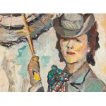 Olga Słomczyńska (1881 Vevey - 1941 Paříž), Žena s deštníkem (recto) / Lampa a drobnosti na stole (verso)
