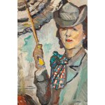 Olga Slomczynska (1881 Vevey - 1941 Paris), Woman with an Umbrella (recto) / Lamp and Trinkets on a Table (verso)