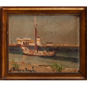 Stefan MONASTERSKI (20th century), Sailboat in the harbor, 1933