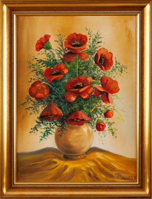 NOWICZUK (20th century), Poppies in a vase