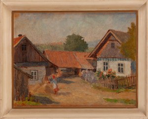 Antoni TESLAR (1898-1972), Na wiejskim podwórzu, 1955